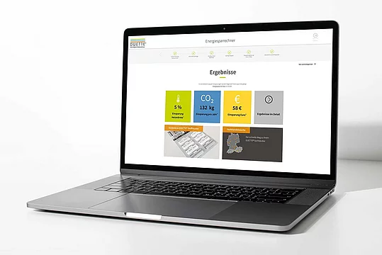Individuelle Web-Programmierung . Händler-Portal . Energiesparrechner für Plissees Bild 1
