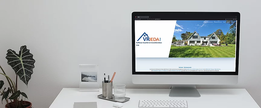 Schräges Design für die neue Website der Immobiliengesellschaft VRIEDA GmbH Bild 1